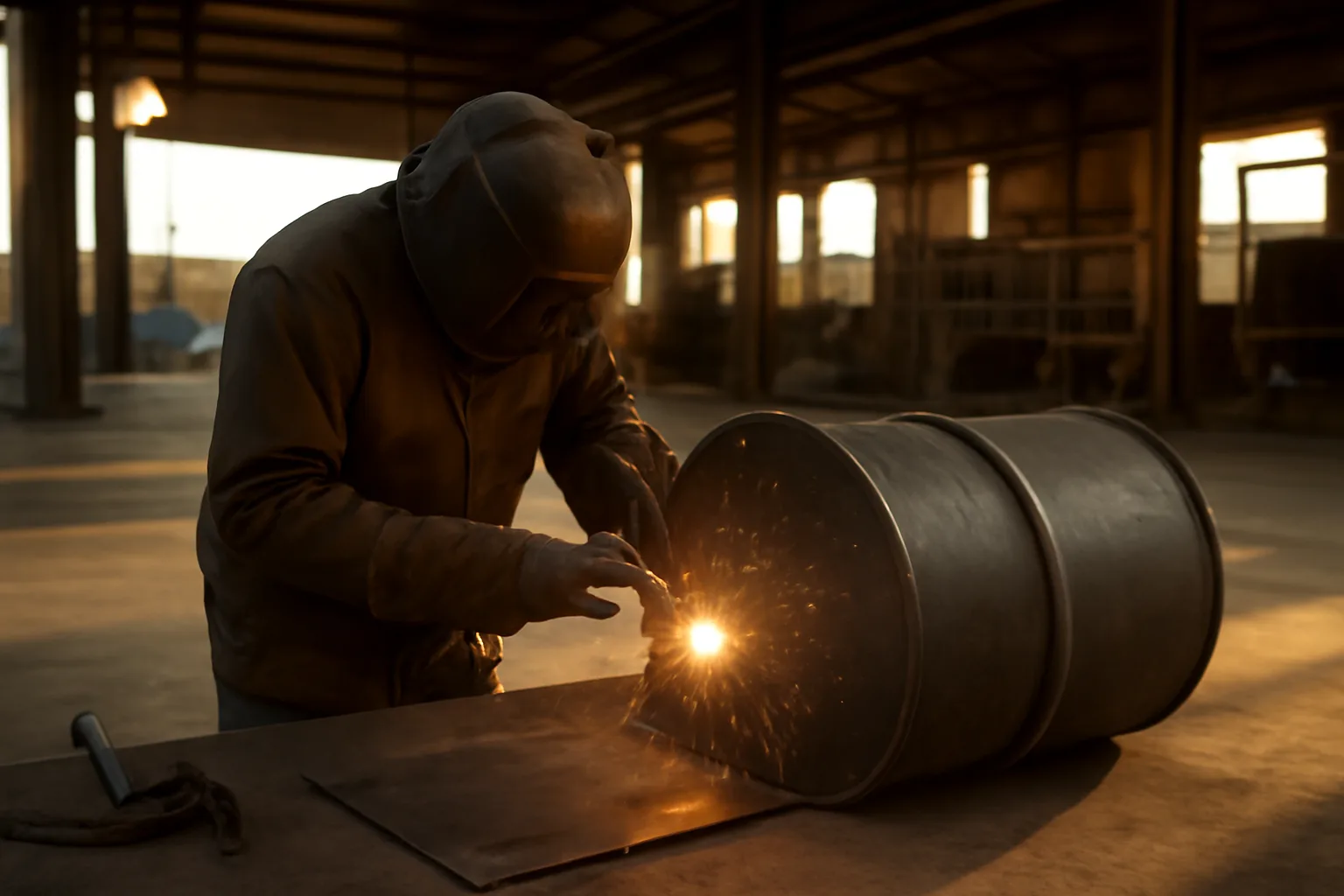 Boilermaker welding a steel vessel in a Colorado shop