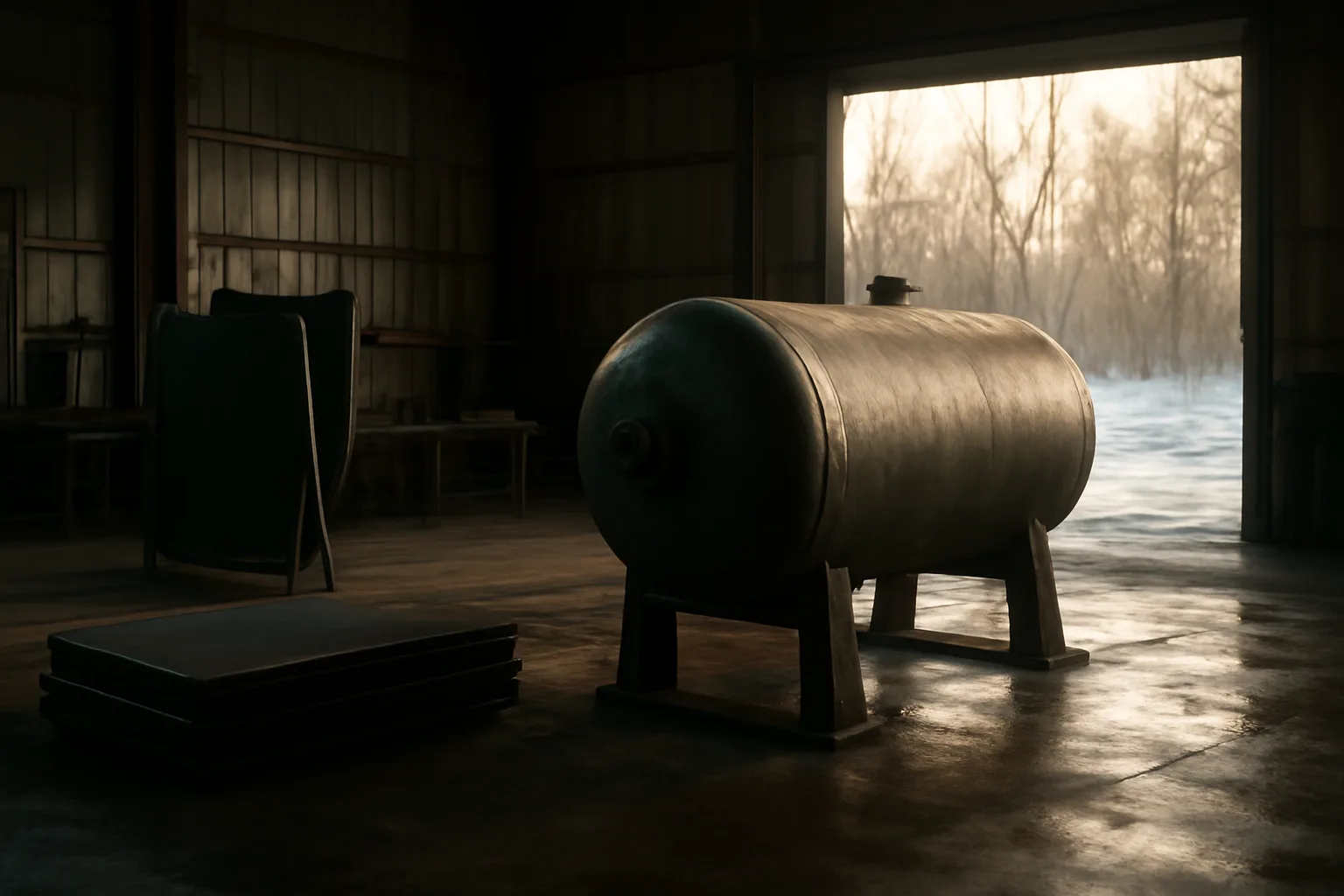 Steel boiler vessel in a quiet Connecticut fabrication bay